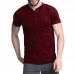 Men T  shirts V Neck Casual Short Sleeve Slim Fitted Blouse Short Sleeve with Buttons Outdoor Hiking