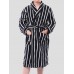 Mens Basic Striped Print Flannel Winter Thick Mid  Length Home Lounge Robes