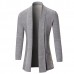 Men’s Fashion Knitting Cardigans Long Section Pure Color Turndown Collar Casual Outwear