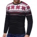 Men’s Christmas Snowflake Printing Patchwork Long Sleeve Crew Neck Casual Sweaters