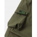 Mens Solid Applique Cotton Drawstring Cuff Cargo Pants With Multi Pockets