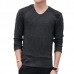 Autumn Men’s Fashion V  collar Pullovers Sweater Solid Color Slim Fit Casual Knit Sweater