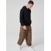 Mens Vintage Plaid Cotton Elastic Waist Drawstring Jogger Pants