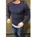 T60 Men's Round Collar Burst Shoulder Sleeve Hole Long Sleeve Sweater Sweater