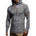 Men's Sweater Long Sleeve Slim Knit Pullover with Hooded Horn Button